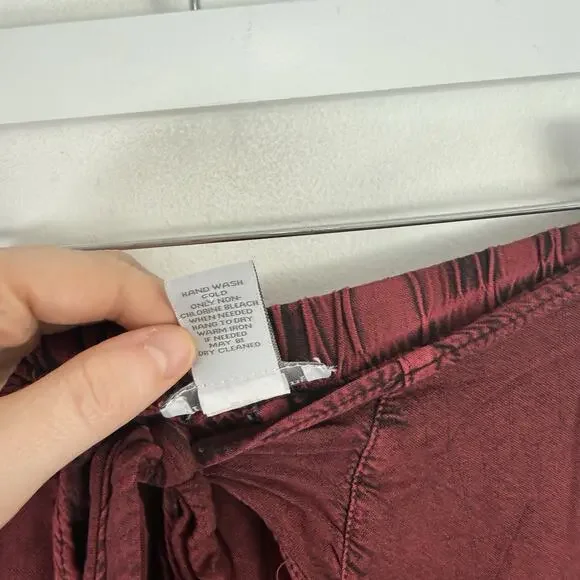 Soft Surroundings Maroon Embroidered Pull On Wrap Pants Boho Lagenlook Womens Md - Picture 6 of 7